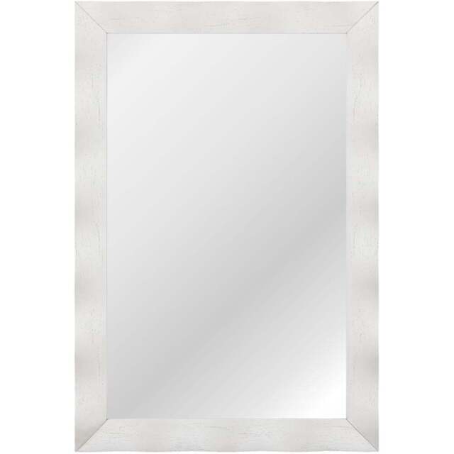 Costway White Rubberwood Rustic Style Wall Mirror 106 x 71cm - Size: 120 x 80 x 8cm - Wilko - image 1