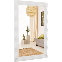 Costway White Rubberwood Rustic Style Wall Mirror 106 x 71cm - Size: 120 x 80 x 8cm - Wilko - thumbnail 4