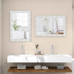 Costway White Rubberwood Rustic Style Wall Mirror 106 x 71cm - Size: 120 x 80 x 8cm - Wilko - thumbnail 3