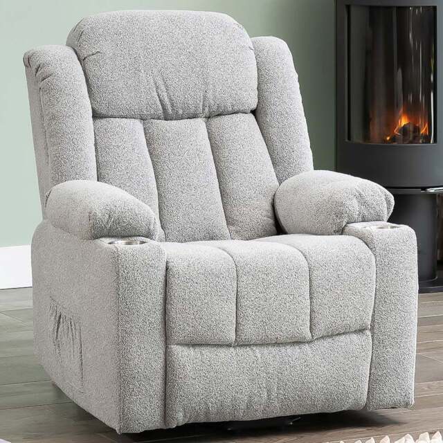 Artemis Home Redding Light Grey Massage and Heat Dual Motor Electric Lift Assist Recliner Chair - Size: Single - Wilko - image 1