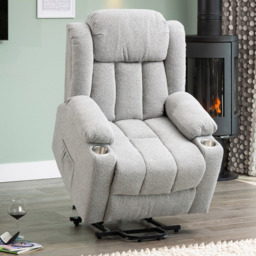 Artemis Home Redding Light Grey Massage and Heat Dual Motor Electric Lift Assist Recliner Chair - Size: Single - Wilko - thumbnail 3