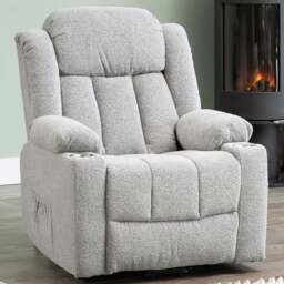 Artemis Home Redding Light Grey Massage and Heat Dual Motor Electric Lift Assist Recliner Chair - Size: Single - Wilko