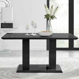 Furniturebox Molini Valera 6 Seater Dining Set Black Gloss and Chrome - Wilko - thumbnail 3
