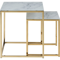 Florence Alisma White Marble Glass Top Nest of Tables Set of 2 - Furniture To Go - Wilko - thumbnail 3