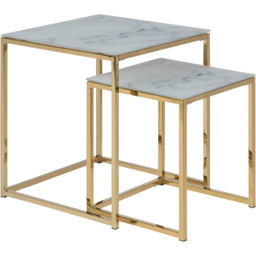 Florence Alisma White Marble Glass Top Nest of Tables Set of 2 - Furniture To Go - Wilko - thumbnail 4