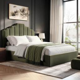 Flair Margot King Size Khaki Green Velvet Ottoman Bed - Wilko - thumbnail 1