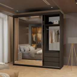 Sliding Wardrobes 4U Queen 2 Door Black Wide Full Length Mirrored Sliding Wardrobe 200cm - Wilko - thumbnail 4