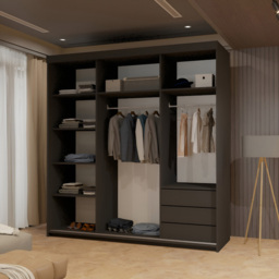 Sliding Wardrobes 4U Queen 2 Door Black Wide Full Length Mirrored Sliding Wardrobe 200cm - Wilko - thumbnail 5