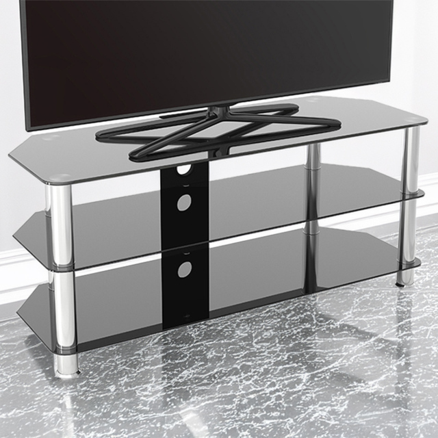 AVF Classic 3 Shelf Black Glass and Chrome Corner TV Stand - AVF Group Ltd - Wilko - image 1