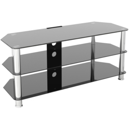 AVF Classic 3 Shelf Black Glass and Chrome Corner TV Stand - AVF Group Ltd - Wilko - thumbnail 3