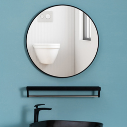 Living and Home Black Frame Nordic Wall Mounted Bathroom Mirror 70cm - Size: 70 x 70cm - Wilko - thumbnail 5