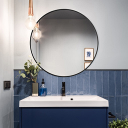 Living and Home Black Frame Nordic Wall Mounted Bathroom Mirror 70cm - Size: 70 x 70cm - Wilko - thumbnail 6