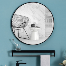 Living and Home Black Frame Nordic Wall Mounted Bathroom Mirror 70cm - Size: 70 x 70cm - Wilko - thumbnail 3