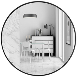 Living and Home Black Frame Nordic Wall Mounted Bathroom Mirror 70cm - Size: 70 x 70cm - Wilko - thumbnail 4