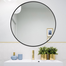 Living and Home Black Frame Nordic Wall Mounted Bathroom Mirror 70cm - Size: 70 x 70cm - Wilko - thumbnail 7