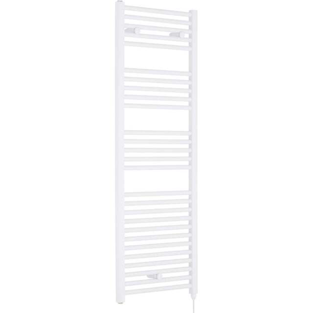 nuie White 750W Round Electric Towel Rail 1375 x 480mm - Size: 13.75 x 4.8 x 0.3cm - Wilko - image 1