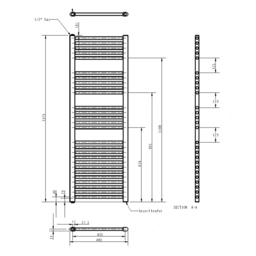 nuie White 750W Round Electric Towel Rail 1375 x 480mm - Size: 13.75 x 4.8 x 0.3cm - Wilko - thumbnail 3