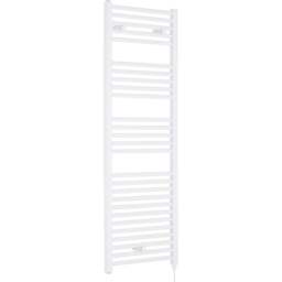 nuie White 750W Round Electric Towel Rail 1375 x 480mm - Size: 13.75 x 4.8 x 0.3cm - Wilko