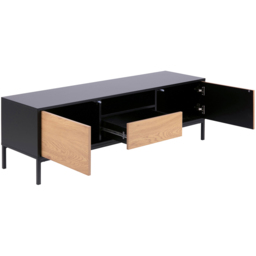 Florence Seaford 2 Door Single Drawer Single Shelf Black and Oak TV Unit - Furniture To Go - Wilko - thumbnail 5