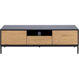 Florence Seaford 2 Door Single Drawer Single Shelf Black and Oak TV Unit - Furniture To Go - Wilko - thumbnail 4