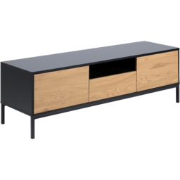 Florence Seaford 2 Door Single Drawer Single Shelf Black and Oak TV Unit - Furniture To Go - Wilko - thumbnail 3