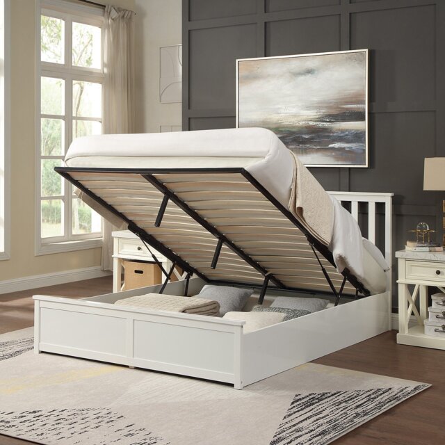 Selena Ottoman Bed - White/Double - Wilko - image 1