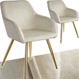 tectake Marilyn Set of 2 Cream and Gold Velvet Look Padded Accent Chairs - Size: Single - Wilko - thumbnail 3