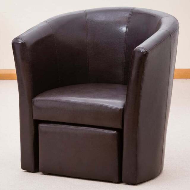 Artemis Home Halewood Brown Tub Chair with Foot Stool - Size: Single - Wilko - image 1