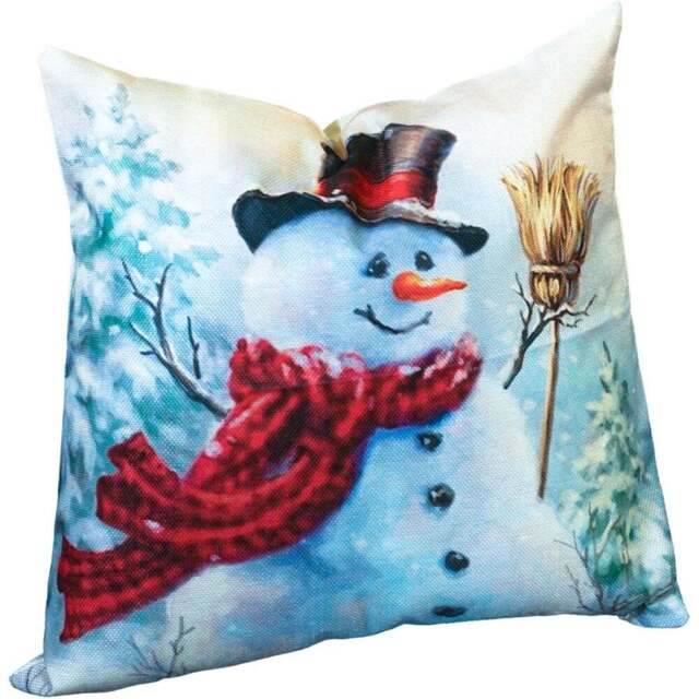 Xmas Haus Festive Snowman Christmas Cushion 45 x 45cm - Size: 450 x 450 x 150cm - White - Wilko - image 1
