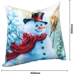 Xmas Haus Festive Snowman Christmas Cushion 45 x 45cm - Size: 450 x 450 x 150cm - White - Wilko - thumbnail 5
