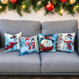 Xmas Haus Festive Snowman Christmas Cushion 45 x 45cm - Size: 450 x 450 x 150cm - White - Wilko - thumbnail 4