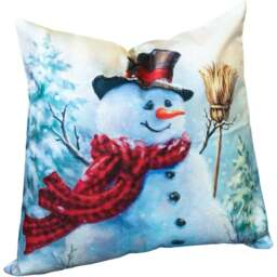 Xmas Haus Festive Snowman Christmas Cushion 45 x 45cm - Size: 450 x 450 x 150cm - White - Wilko