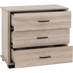 Seconique Oliver 3 Drawer Light Oak Effect Chest of Drawers - Brown - Wilko - thumbnail 4