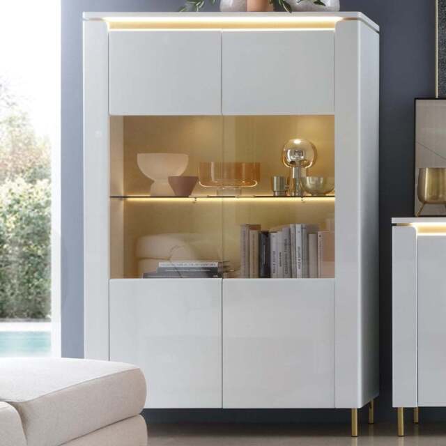 Furniture To Go Lazio Vitrin 2 Door Alpine White Cabinet - Wilko - image 1