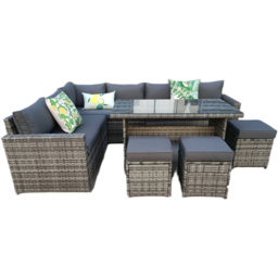 Outdoor Living The Tarporley Rattan 9 Seater Corner Dining Set Grey - Wilko - thumbnail 5