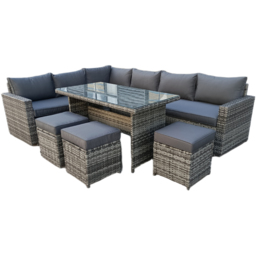 Outdoor Living The Tarporley Rattan 9 Seater Corner Dining Set Grey - Wilko - thumbnail 3