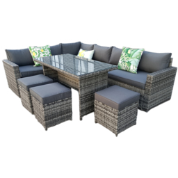 Outdoor Living The Tarporley Rattan 9 Seater Corner Dining Set Grey - Wilko - thumbnail 4