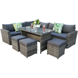 Outdoor Living The Tarporley Rattan 9 Seater Corner Dining Set Grey - Wilko - thumbnail 6