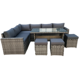 Outdoor Living The Tarporley Rattan 9 Seater Corner Dining Set Grey - Wilko - thumbnail 7