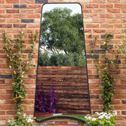 MirrorOutlet The Coartans Black Metal Trapezoid Outdoor Garden Wall Mirror 200 x 85cm - Size: 200 x 95 x 3cm - Wilko - thumbnail 3