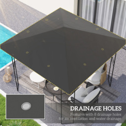 Outsunny 3 x 3m Grey Gazebo Canopy Replacement Cover with Drain Holes - Wilko - thumbnail 5