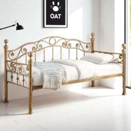 OAT Home Mayfair Single Antique Brass Effect Metal Day Bed - Wilko