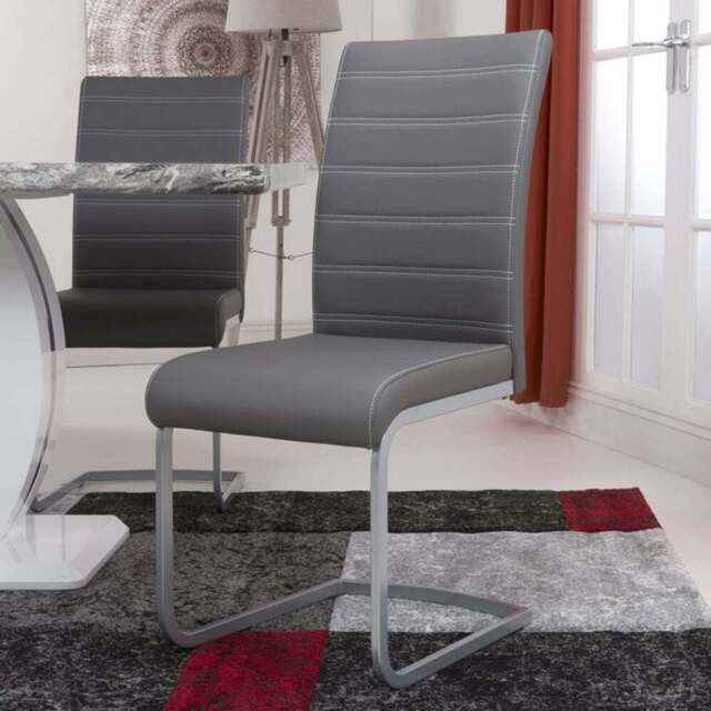 Callisto Set of 2 Grey Leather Effect Dining Chair - Wilko - image 1