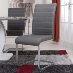 Callisto Set of 2 Grey Leather Effect Dining Chair - Wilko