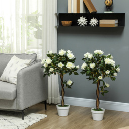Portland White Rose Artificial Tree in Pot 90cm 2 Pack - Size: 90 x 18 x 18cm - Wilko - thumbnail 3