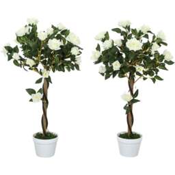 Portland White Rose Artificial Tree in Pot 90cm 2 Pack - Size: 90 x 18 x 18cm - Wilko - thumbnail 1