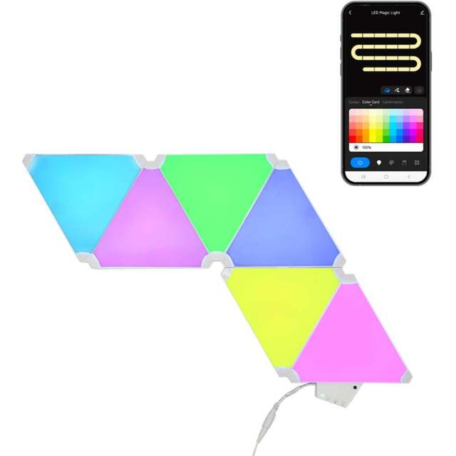 ValueLights Smart App-Control Music Sync Wall Gaming Triangle Light Kit - Size: 2 x 35 x 39cm - White - Wilko - image 1