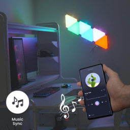 ValueLights Smart App-Control Music Sync Wall Gaming Triangle Light Kit - Size: 2 x 35 x 39cm - White - Wilko - thumbnail 7