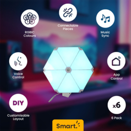 ValueLights Smart App-Control Music Sync Wall Gaming Triangle Light Kit - Size: 2 x 35 x 39cm - White - Wilko - thumbnail 4