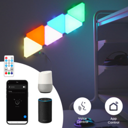ValueLights Smart App-Control Music Sync Wall Gaming Triangle Light Kit - Size: 2 x 35 x 39cm - White - Wilko - thumbnail 5